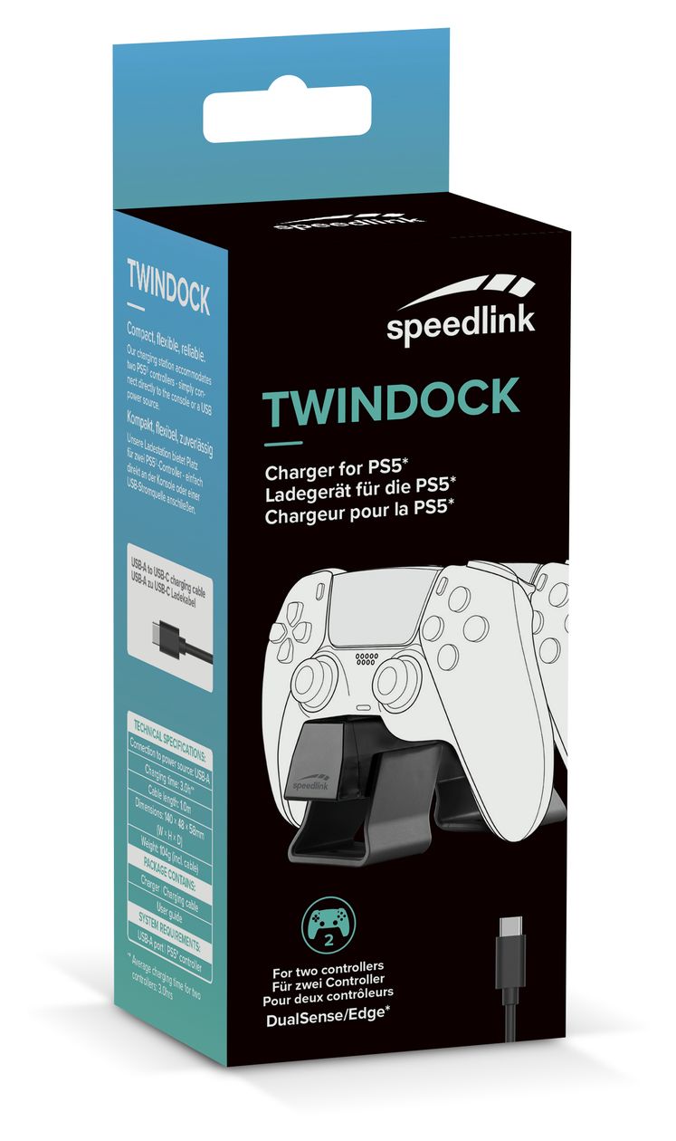 PS5 Twindoock Charger Ladestation PlayStation PS5 Kabelgebunden  (Schwarz) 