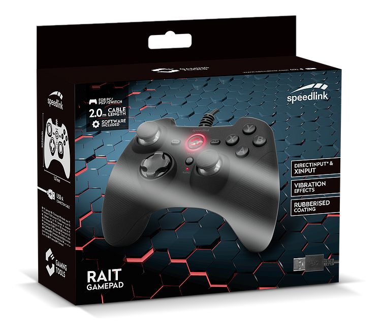 SL-650010-BK Rait Wireless Gamepad für Nintendo Switch, PC, Playstation 3  (Schwarz) 
