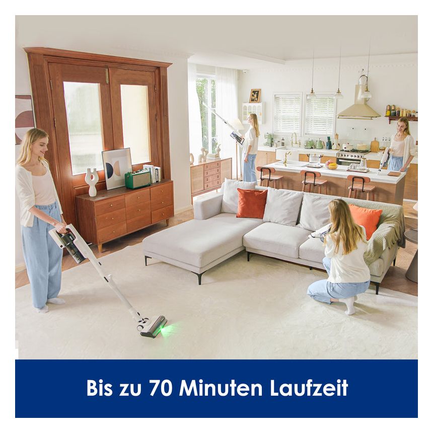 Pure One A50S Plus Handstaubsauger Beutellos bis 70 min Laufzeit  (Weiß) 