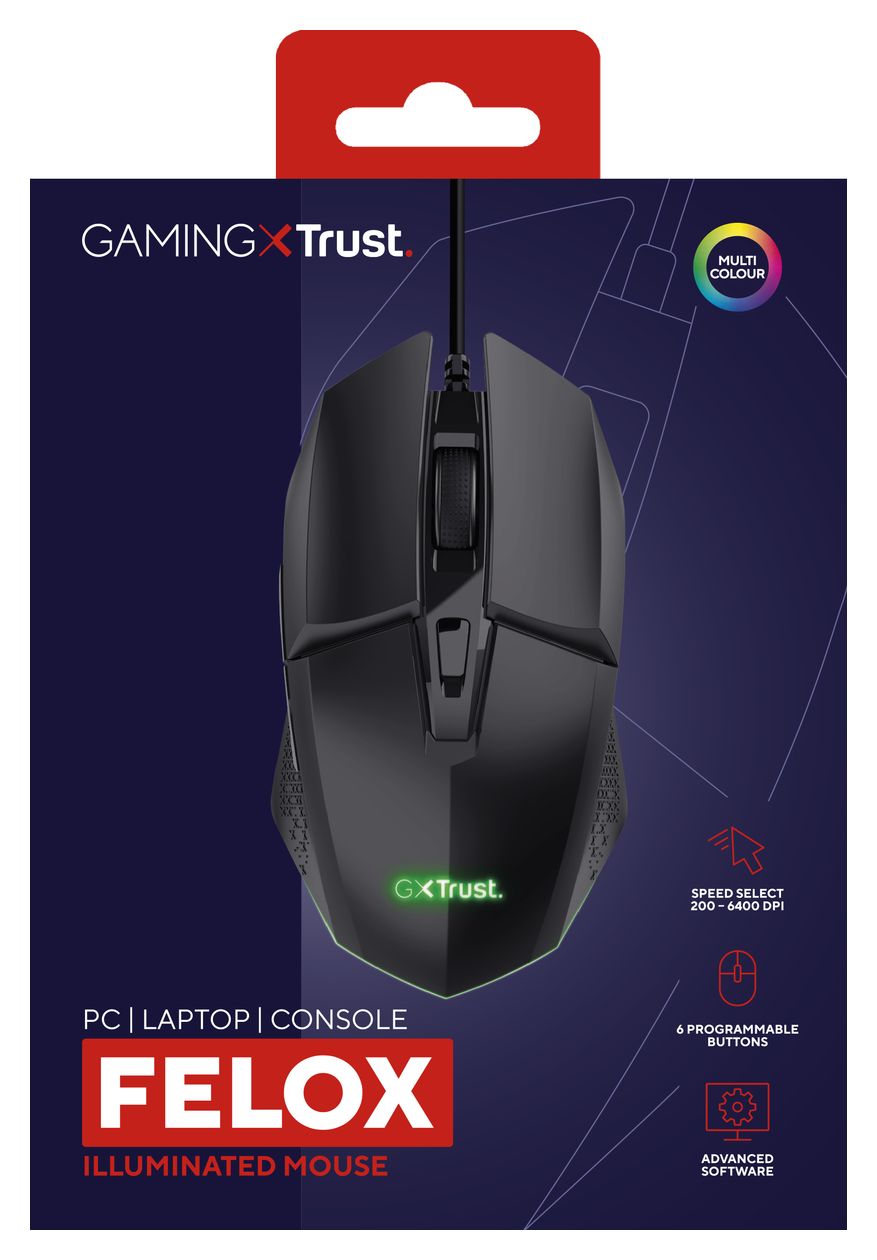 GXT109 Felox 6400 DPI Gaming Maus Optisch  (Schwarz) 