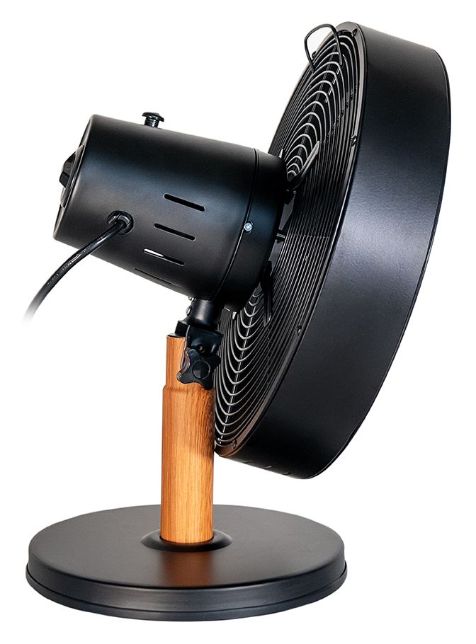 Black Steel Ventilator Tisch neigbar  (Schwarz, Holz) 