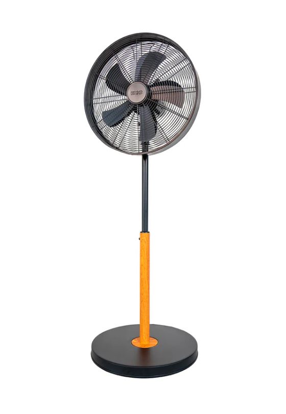 Black Steel Ventilator Stand neigbar  (Schwarz, Holz) 