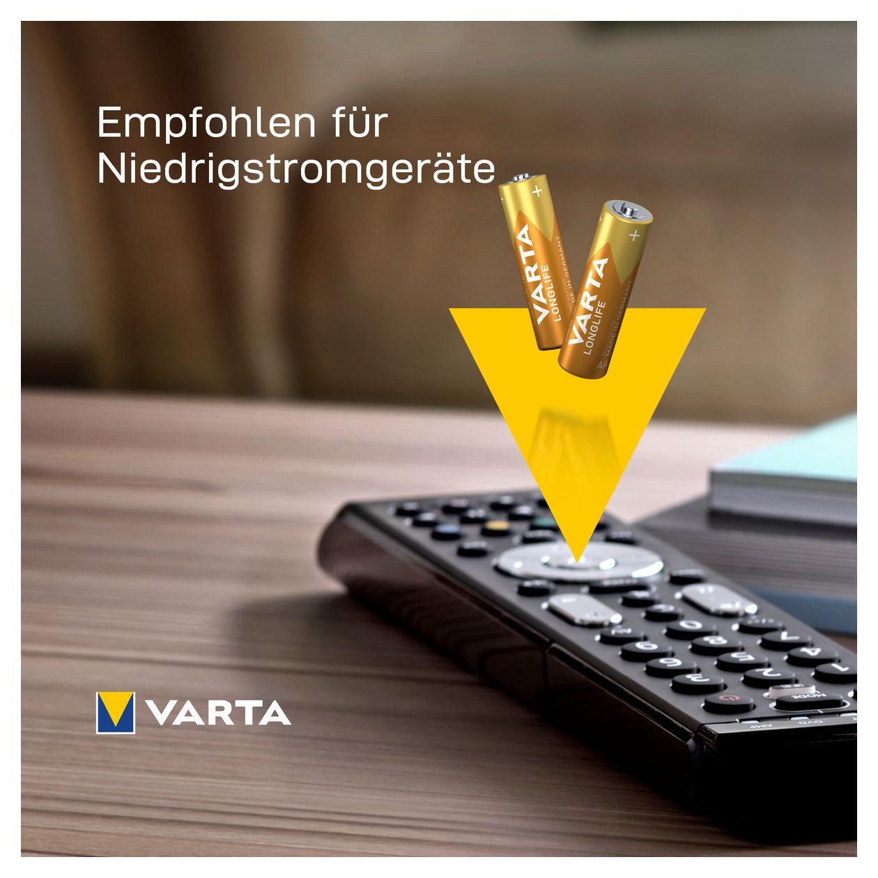 Batterien AA, 4 Stück, Longlife, Alkaline, 1,5V, ideal für Fernbedienungen, Wecker, Radios, Wanduhren, Made in Germany 