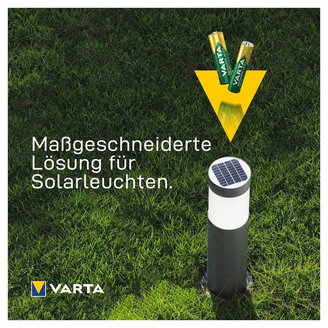 Batterien AAA, wiederaufladbar, 2 Stück, Recharge Accu Solar, Akku, 550 mAh Ni-MH, sofort einsatzbereit, für Solar-Gartenleuchten entwickelt 
