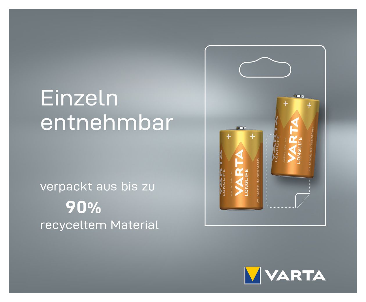 Longlife Batterie C Alkali 1,5 V 2 Stück  (Gelb) 
