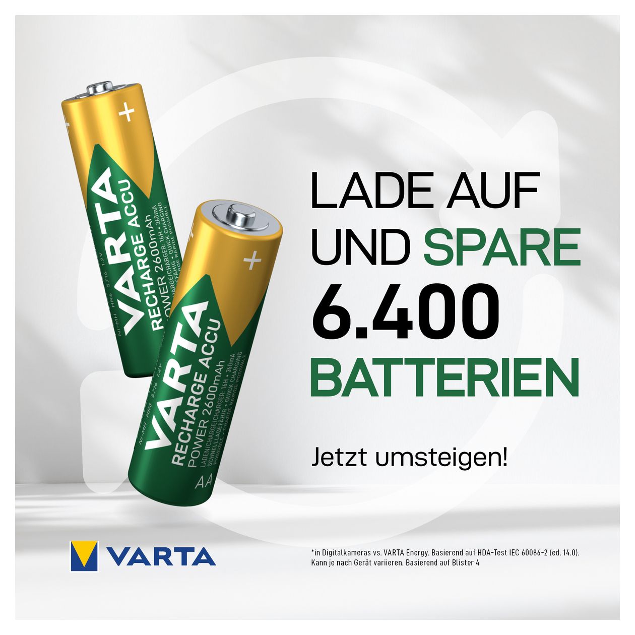 Recharge Accu Power AA 2600 mAh 4er-Pack (vorgeladener NiMH-Akku, Micro, wiederaufladbarer Akku, gebrauchsfertig) 