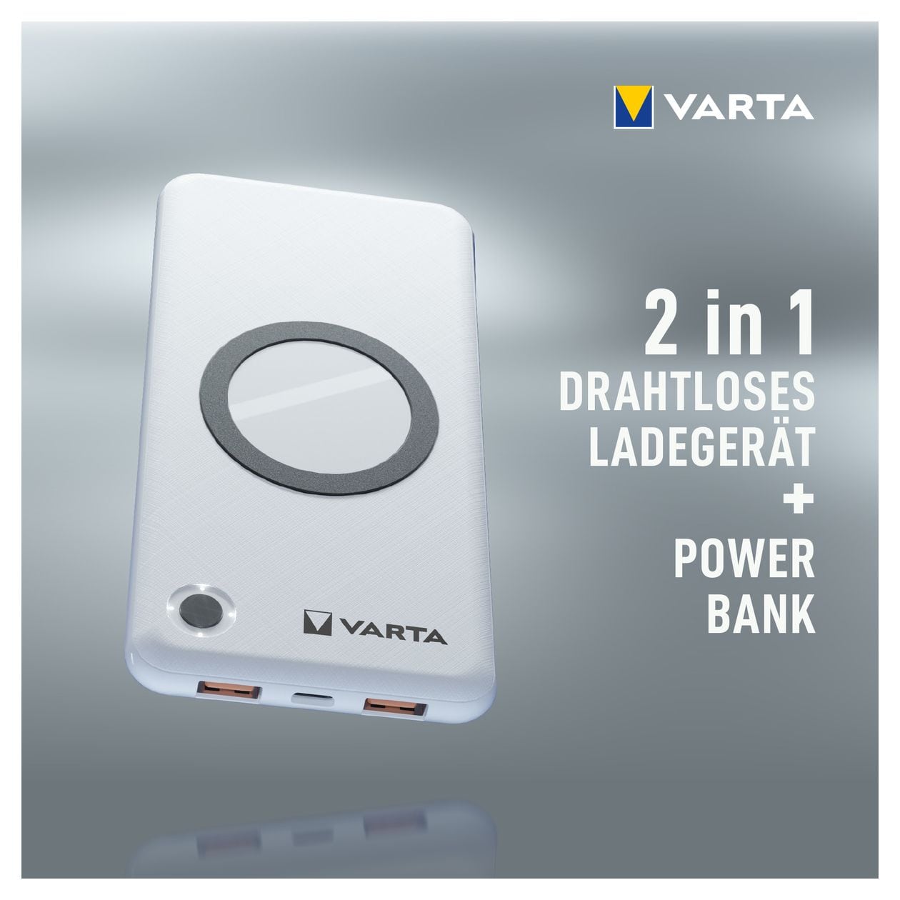Wireless 10000 mAh Powerbank USB Typ-C Kabelloses Laden  (Weiß) 