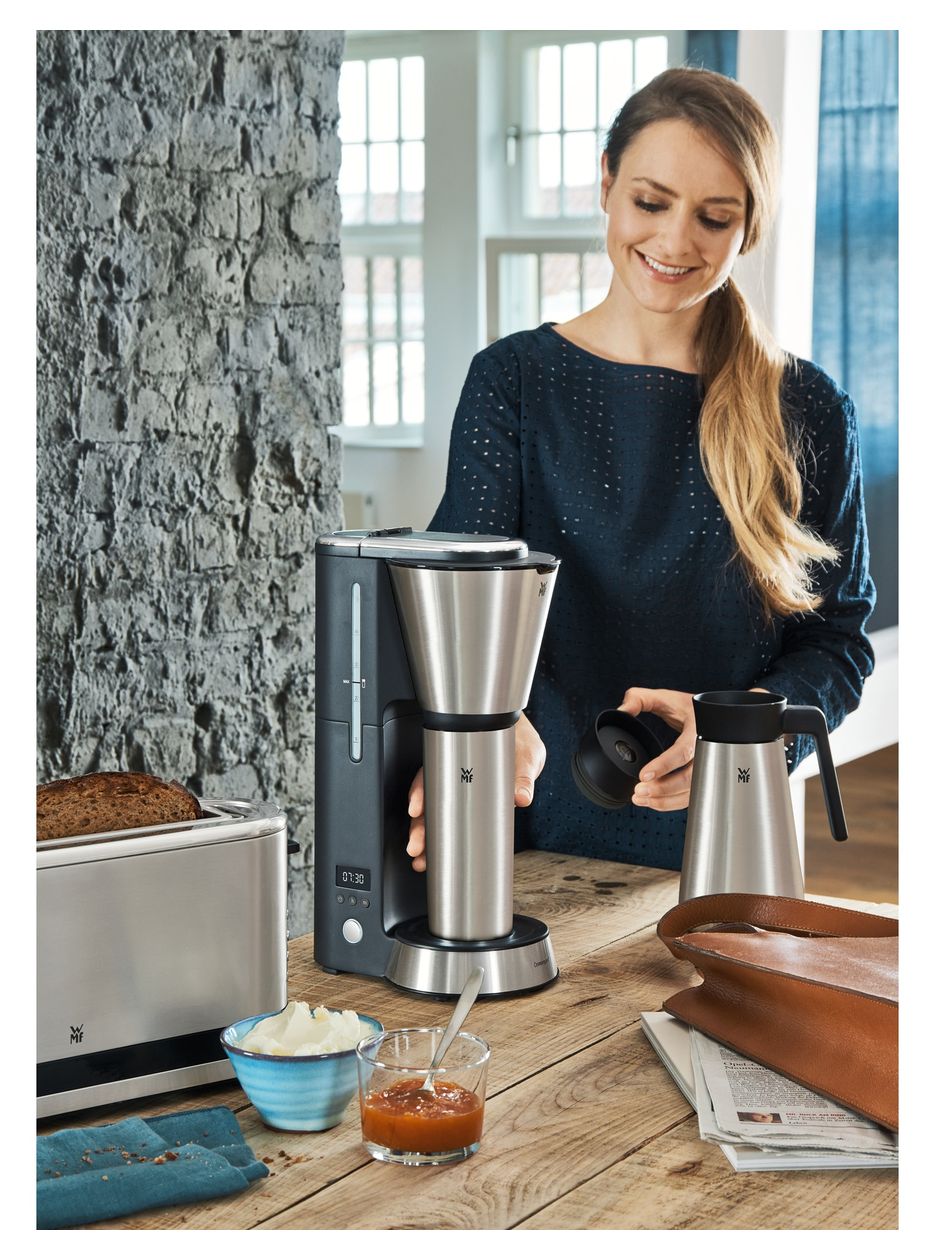 KÜCHENminis Aroma Thermo to go 5 Tassen Filterkaffeemaschine 0,6 l  (Schwarz, Chrom) 
