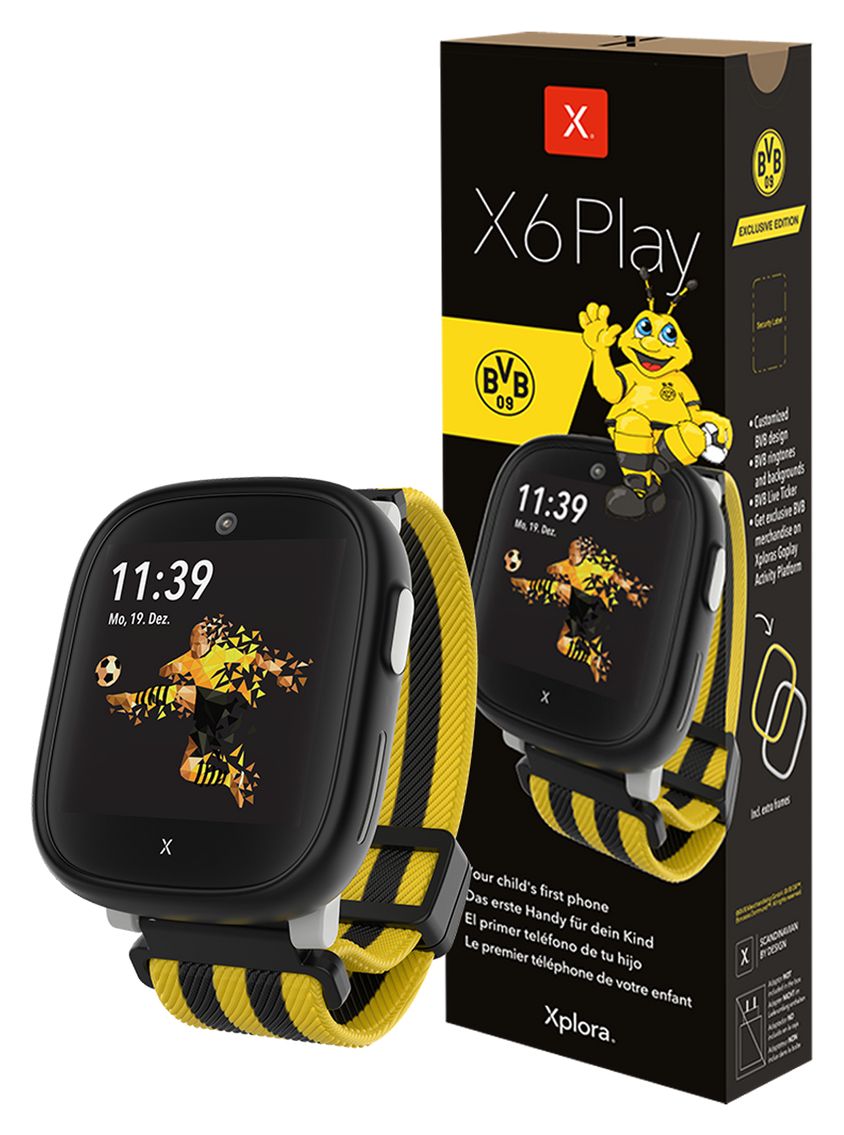 X6Play BVB-Edition Digital Smartwatch Rechteckig IP68 72 h 4G  (Gelb, Schwarz) 