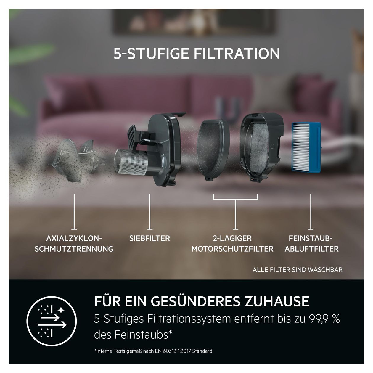 AS62A252XN Serie 6000 Handstaubsauger Beutellos bis 55 min Laufzeit 25,2 V  (Braun, Walnuss) 