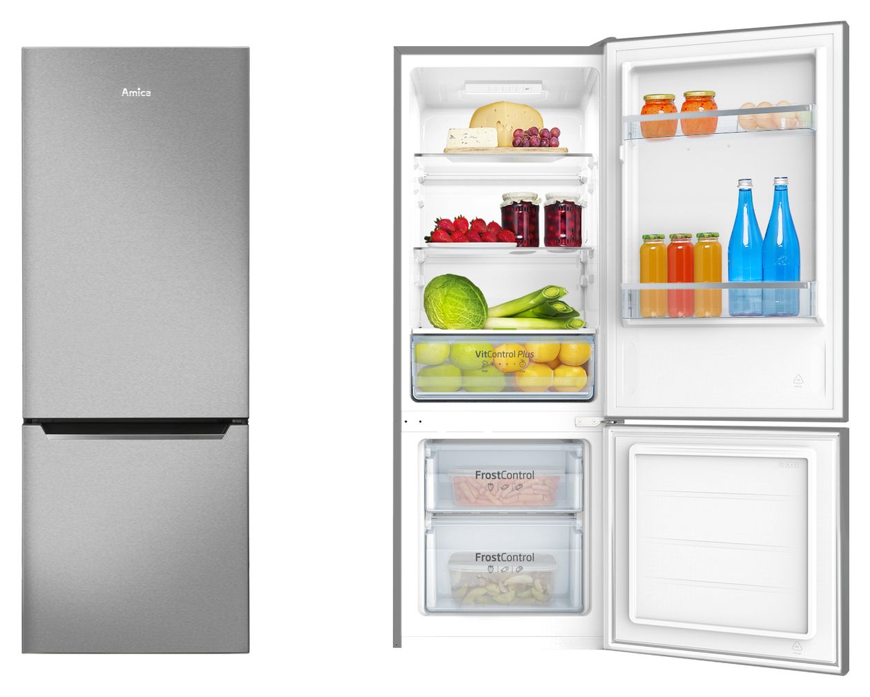 KGCL384160E 153 l / 52 l Kühl-Gefrierkombi freistehend 191 kWh Jahr  (Edelstahl) 