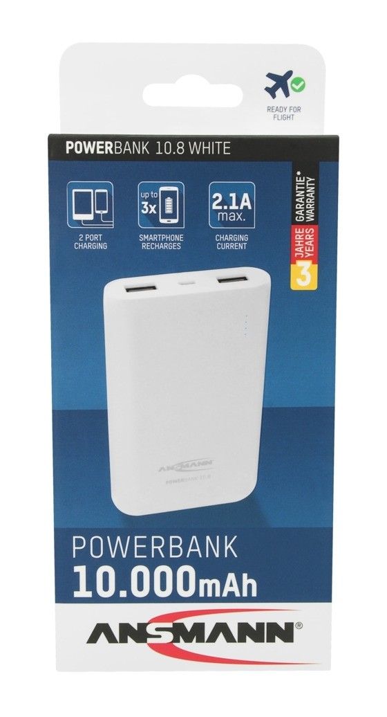 1700-0067-1 PB10.8 10800 mAh Powerbank Micro-USB  (Weiß) 