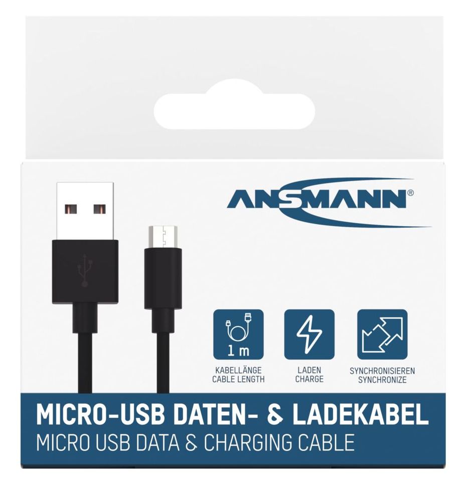 1700-0129 0,48 Gbit/s Stecker Rundkabel USB A auf Micro-USB B 1 m  (Schwarz) 