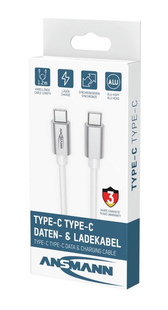 1700-0213 0,48 Gbit/s Stecker USB C auf USB C bis 60 W 1,2 m  (Weiß) 