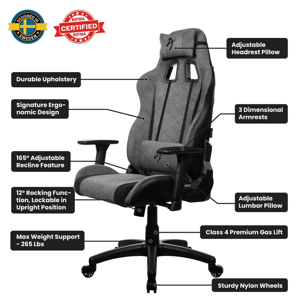 Avanti Soft Fabric Gamingstuhl bis 120 kg 
