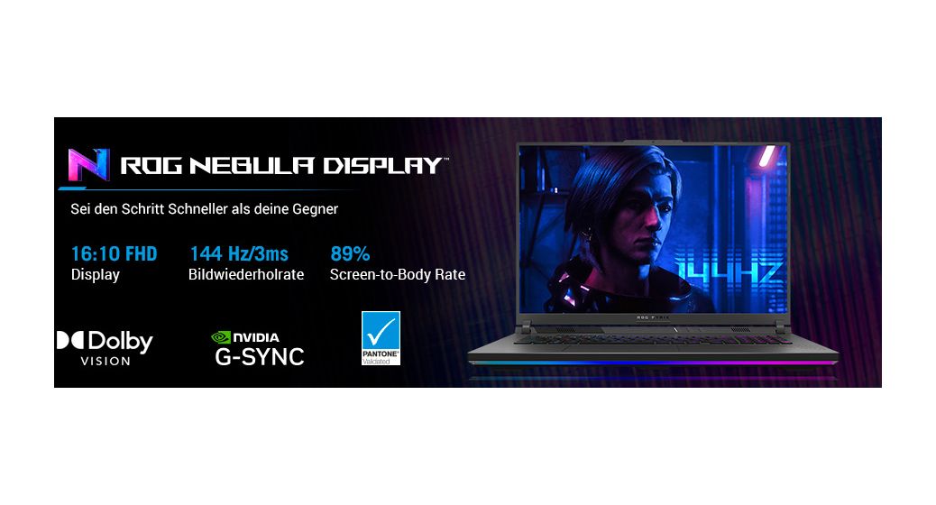 ROG Strix G814PP-S8075W WUXGA Notebook 45,7 cm (18 Zoll) 1920 x 1200 Pixel 1 TB SSD Windows 11 Home AMD Ryzen 9 max. 5,3 GHz  (Grau) 