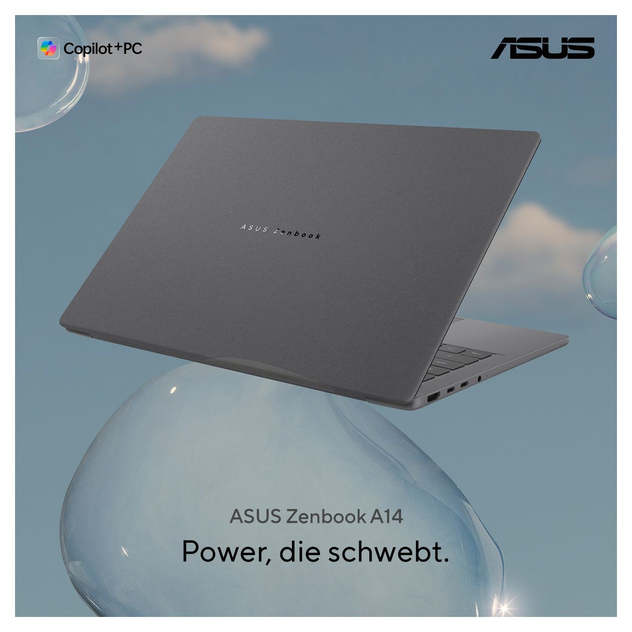 Zenbook A14 UX3407NA-QD140W WUXGA Notebook 35,6 cm (14 Zoll) 1920 x 1200 Pixel 32 GB Ram 1 TB SSD Windows 11 Home Qualcomm Snapdragon max. 4 GHz intern  (Grau) 