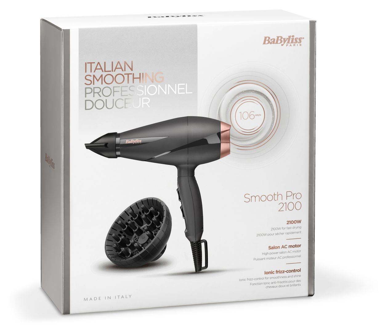 6709DE Smooth Pro Haartrockner 2100 W (Schwarz, Rosa-Goldfarben) 