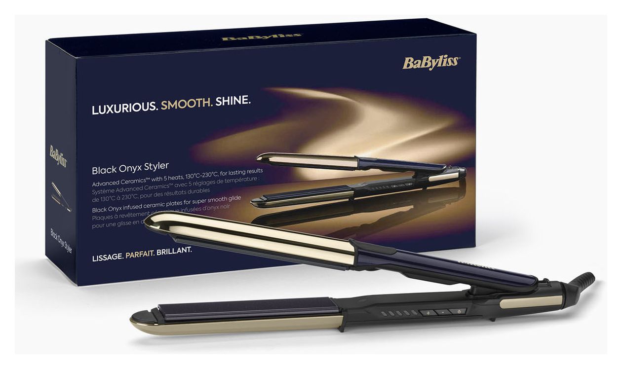 ST484E Black Onyx Haarglätter  (Schwarz, Gold) 