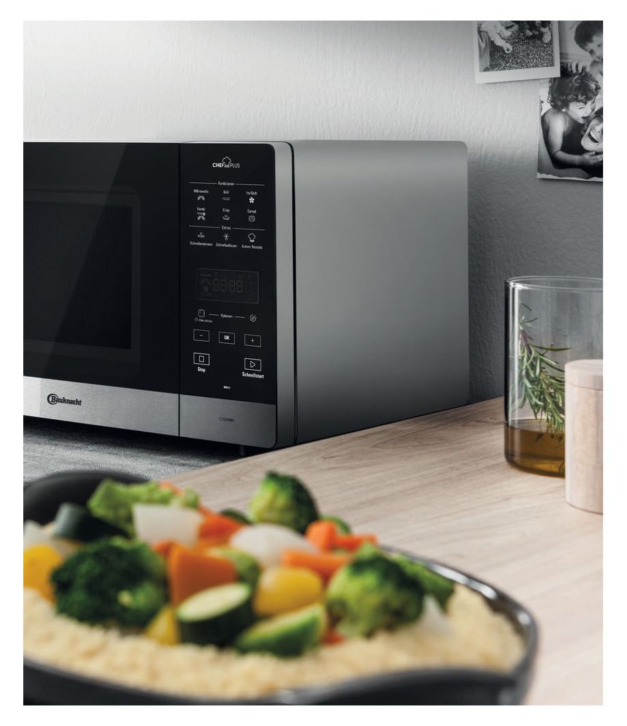 MW49SL Freistehende Mikrowelle 800 W Größe: mittel 6 Stufen Dampfgaren Grill  (Schwarz, Silber) 