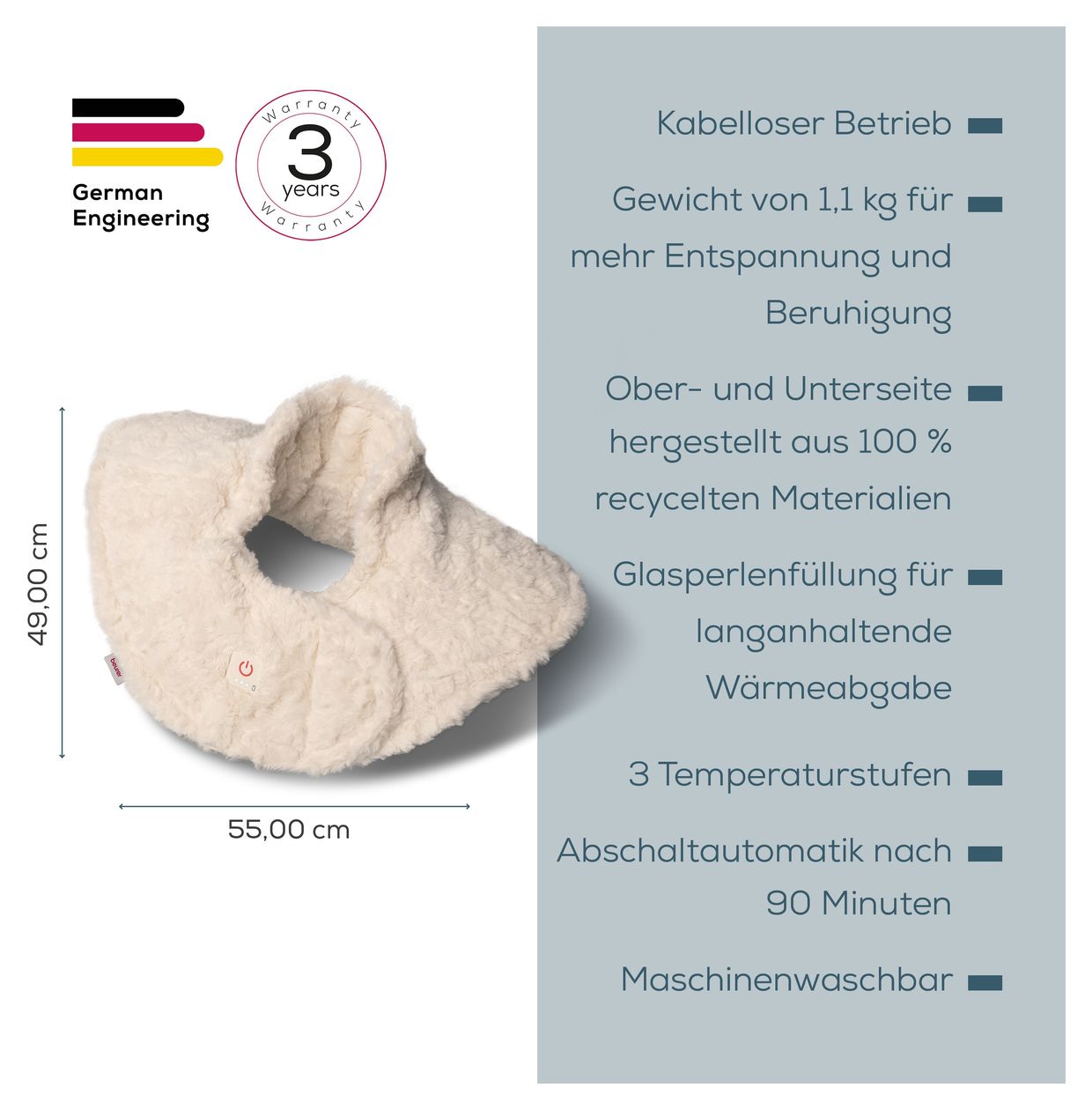 HK165 Huggy Schulterheizkissen  (Cremefarben) 