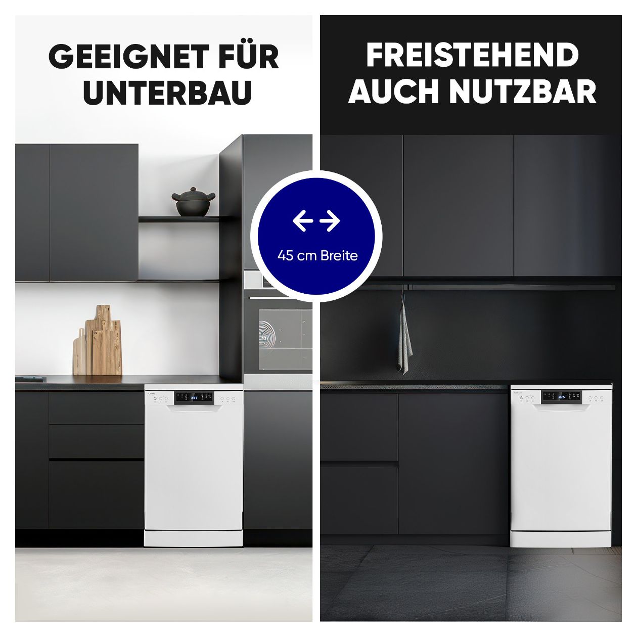 GSP7418 45 cm Geschirrspüler freistehend Leise 10 Maßgedecke 