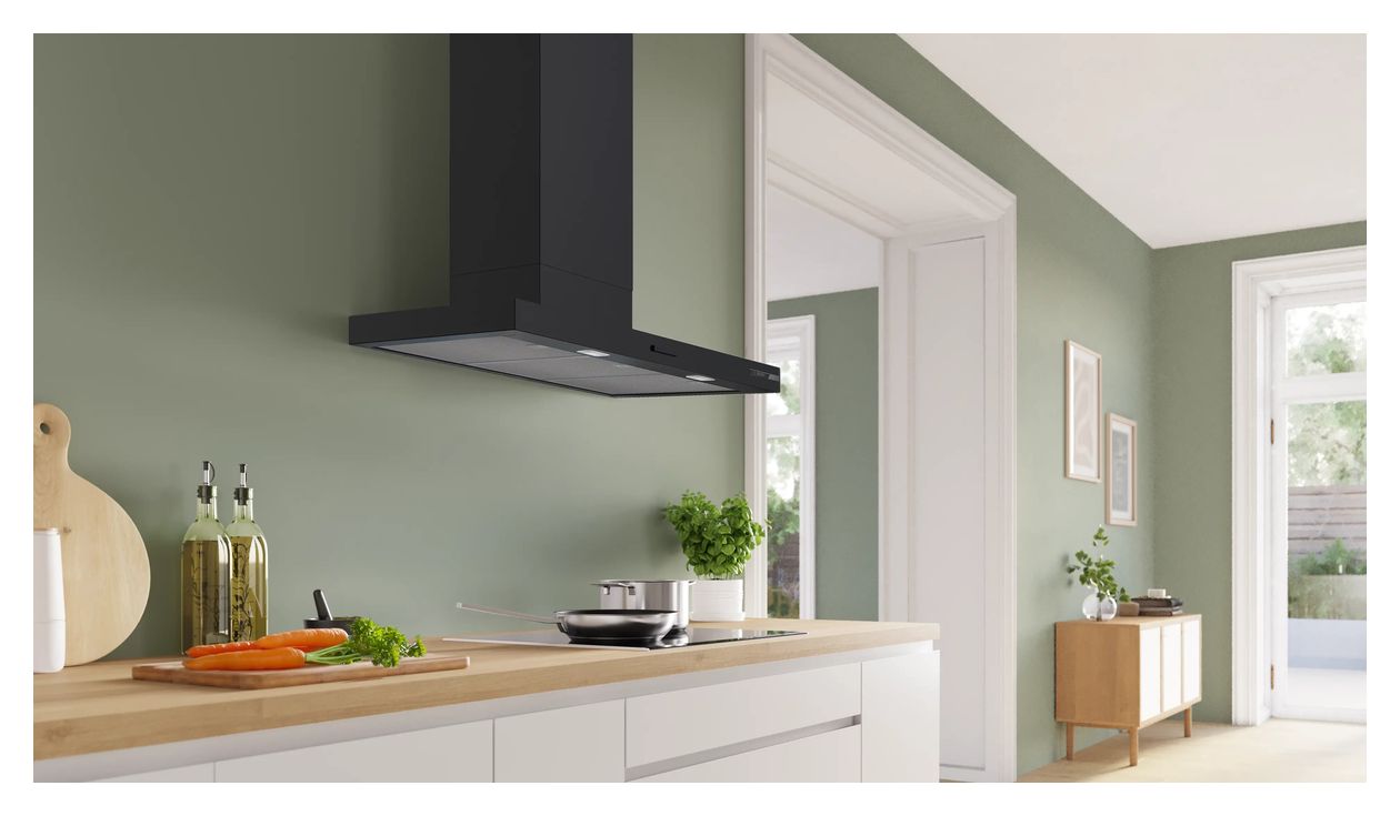 Serie 4 DWB95CC65 Dunstabzugshaube Wand 90 cm Abluft/Umluft (Schwarz) 