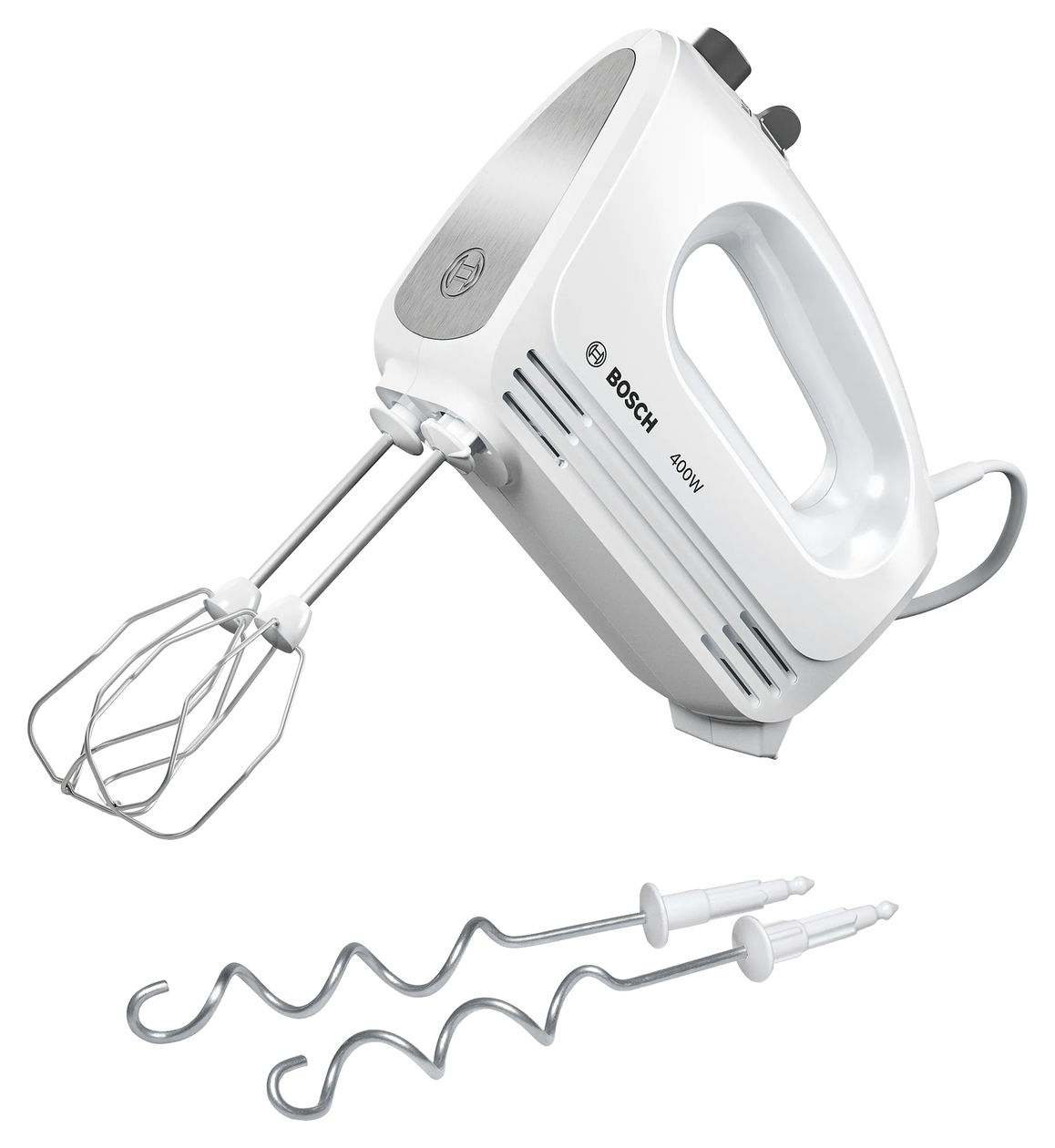 MFQ24200 CleverMixx Handmixer 400 W 4 Stufen (Gebürsteter Stahl, Weiß) 