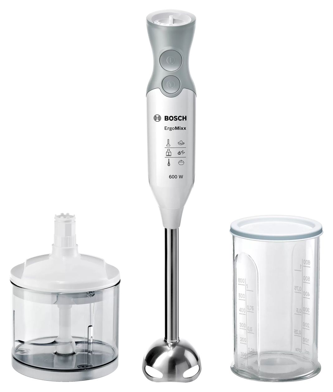MSM66120 ErgoMixx Stabmixer 600 W 12 Stufen  (Grau, Weiß) 