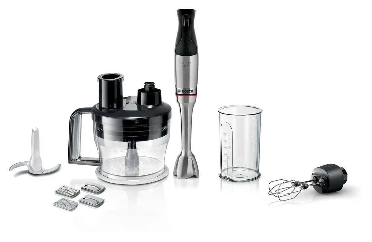 Seire 6 MSM6M874 ErgoMaster Stabmixer 1200 W (Schwarz, Edelstahl, Transparent) 