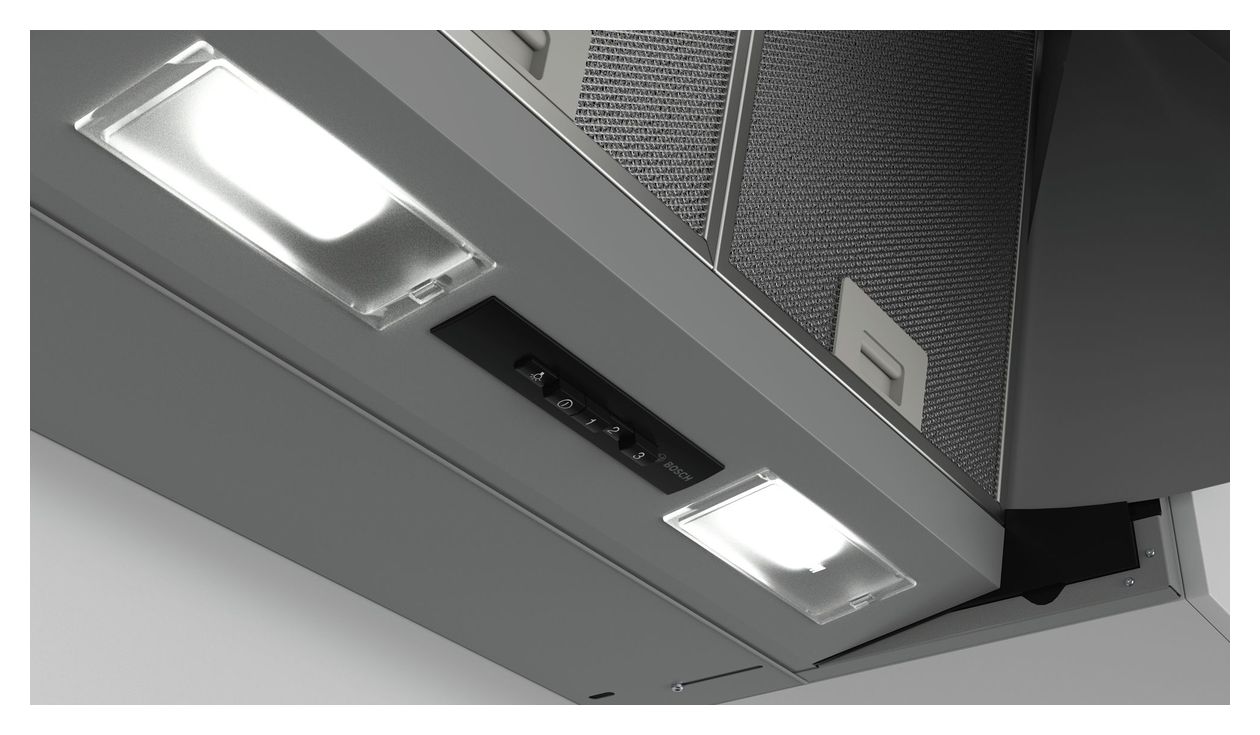 Serie 2 DEM63AC00 Zwischenbauhaube Abluft/Umluft Dunstabzugshaube/Esse Einbau 60 cm (Silber) 