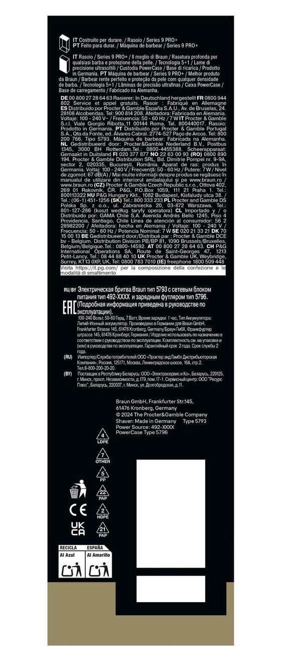 Series 9 Pro+ 9625s Nass&Trocken Rasierer Lithium-Ion (Li-Ion) 60 min 