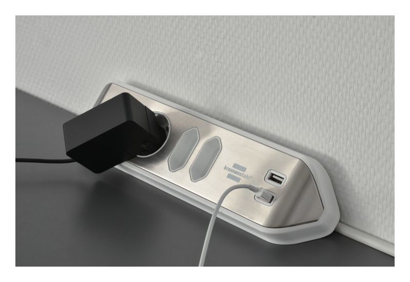 estilo Ecksteckdosenleiste 4-fach 2 m  (Silber/Weiß) 