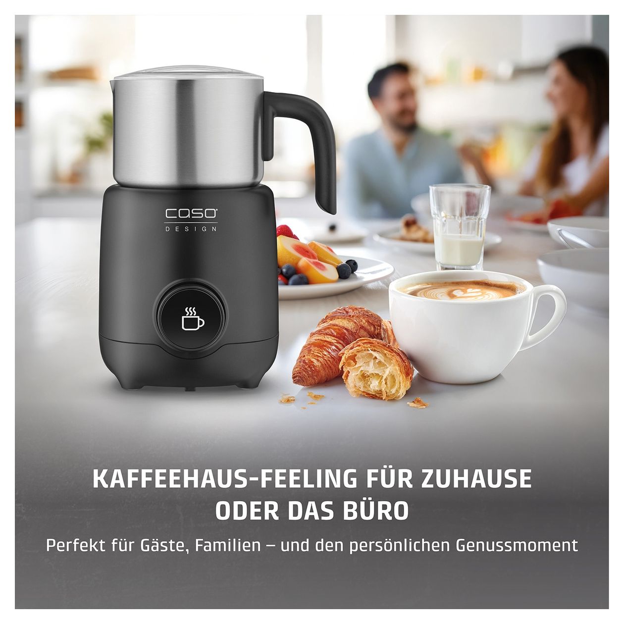 1667 PremiumLatte XL Milchaufschäumer Automatischer Milchaufschäumer/-wärmer ca. 350 ml  (Schwarz, Edelstahl) 