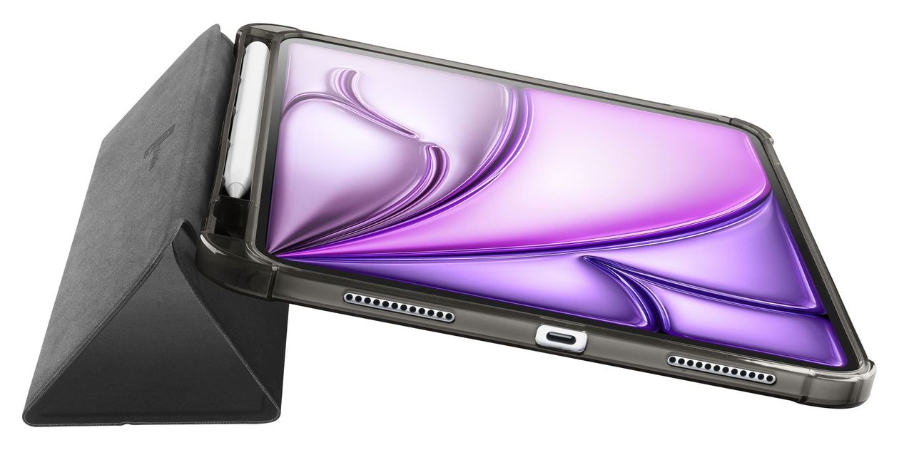 Stand Folio aus Kunstleder für Apple iPad Air 13 Zoll und iPad Pro 12.9 Zoll bis 33 cm (13") (Schwarz) 