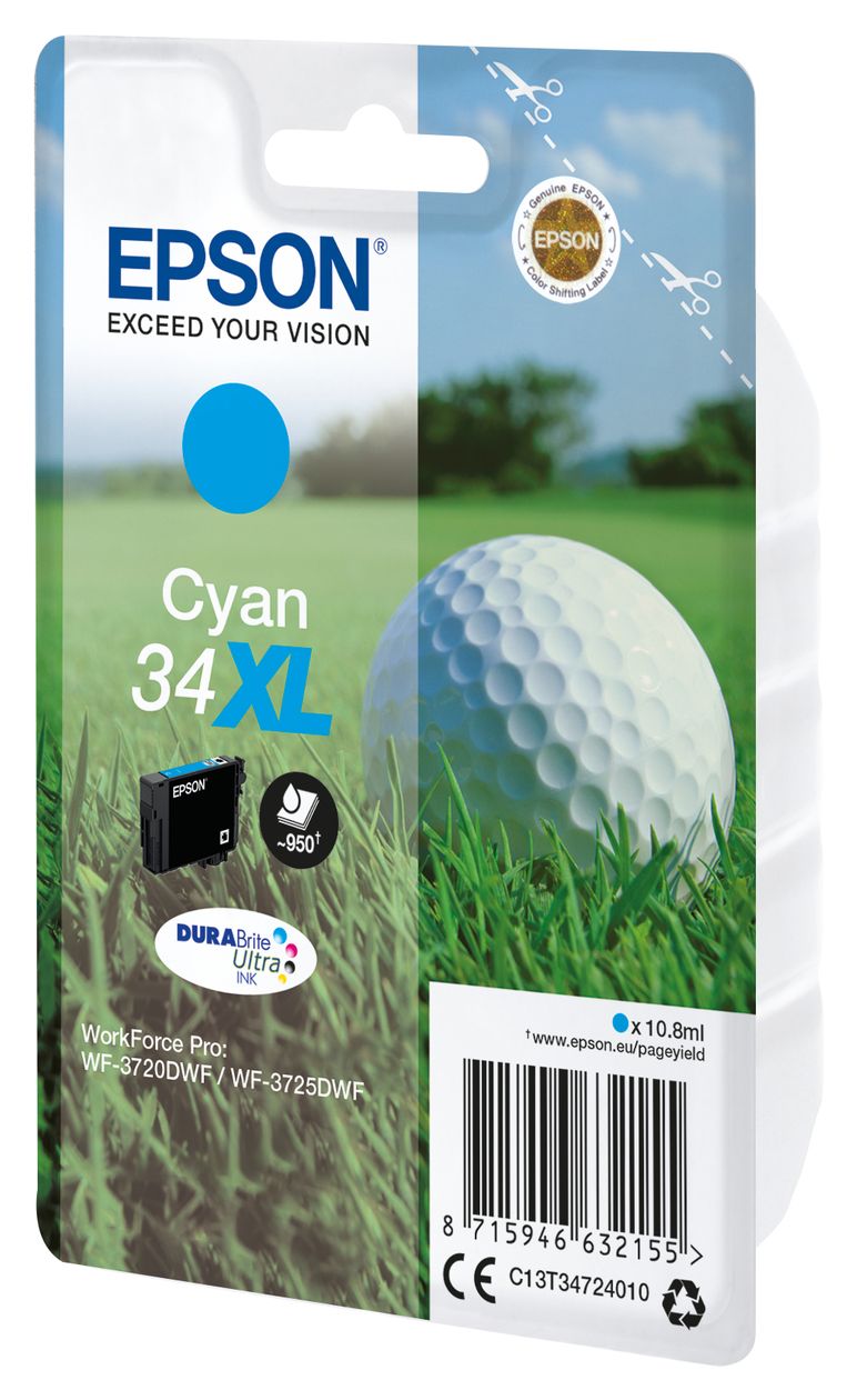 34XL C13T34724010 originale Druckerpatronen Cyan 10,8 ml 