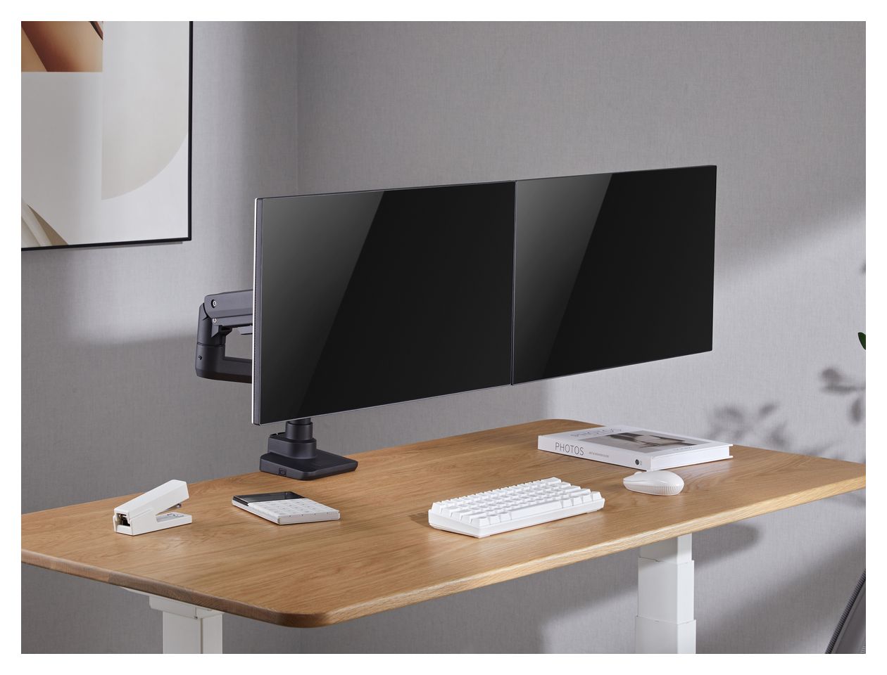 17"-35" Schwerlast-Doppelmonitor-Schreibtischhalterung, Schwarz 