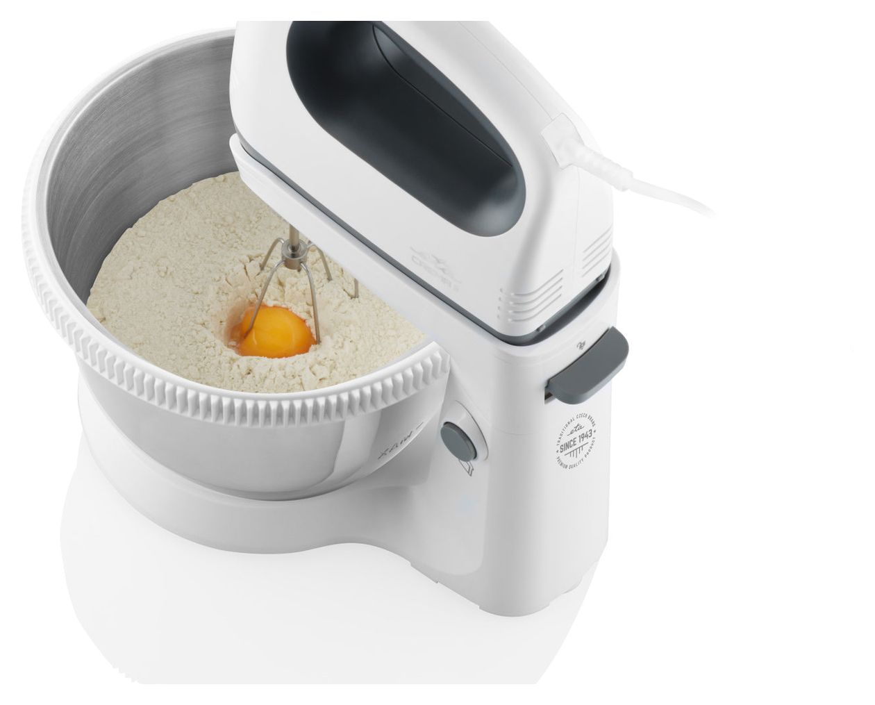 Crema II Handmixer 400 W 5 Stufen  (Grau, Weiß) 