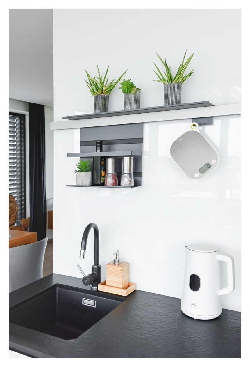 Grami Elektronische Küchenwaage bis 8 kg Genauigkeit 1 g  (Weiß, Edelstahl) 