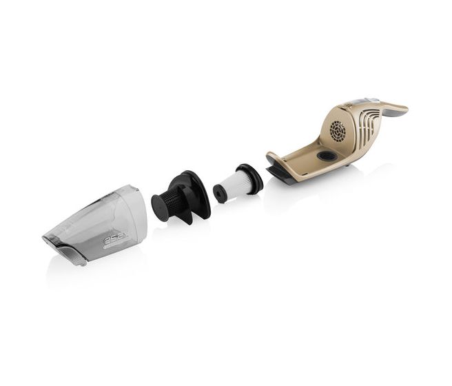 Moneto II Handstaubsauger mit Staubbeutel bis 50 min Laufzeit 25,2 V Zyklonal  (Gold) 