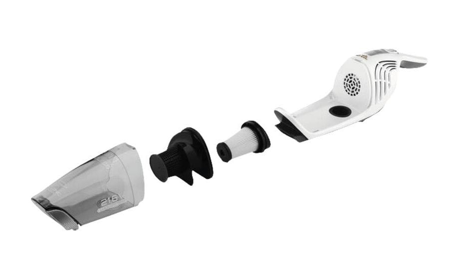 Moneto II Handstaubsauger Beutellos bis 50 min Laufzeit 21,6 V HEPA  (Schwarz, Weiß) 