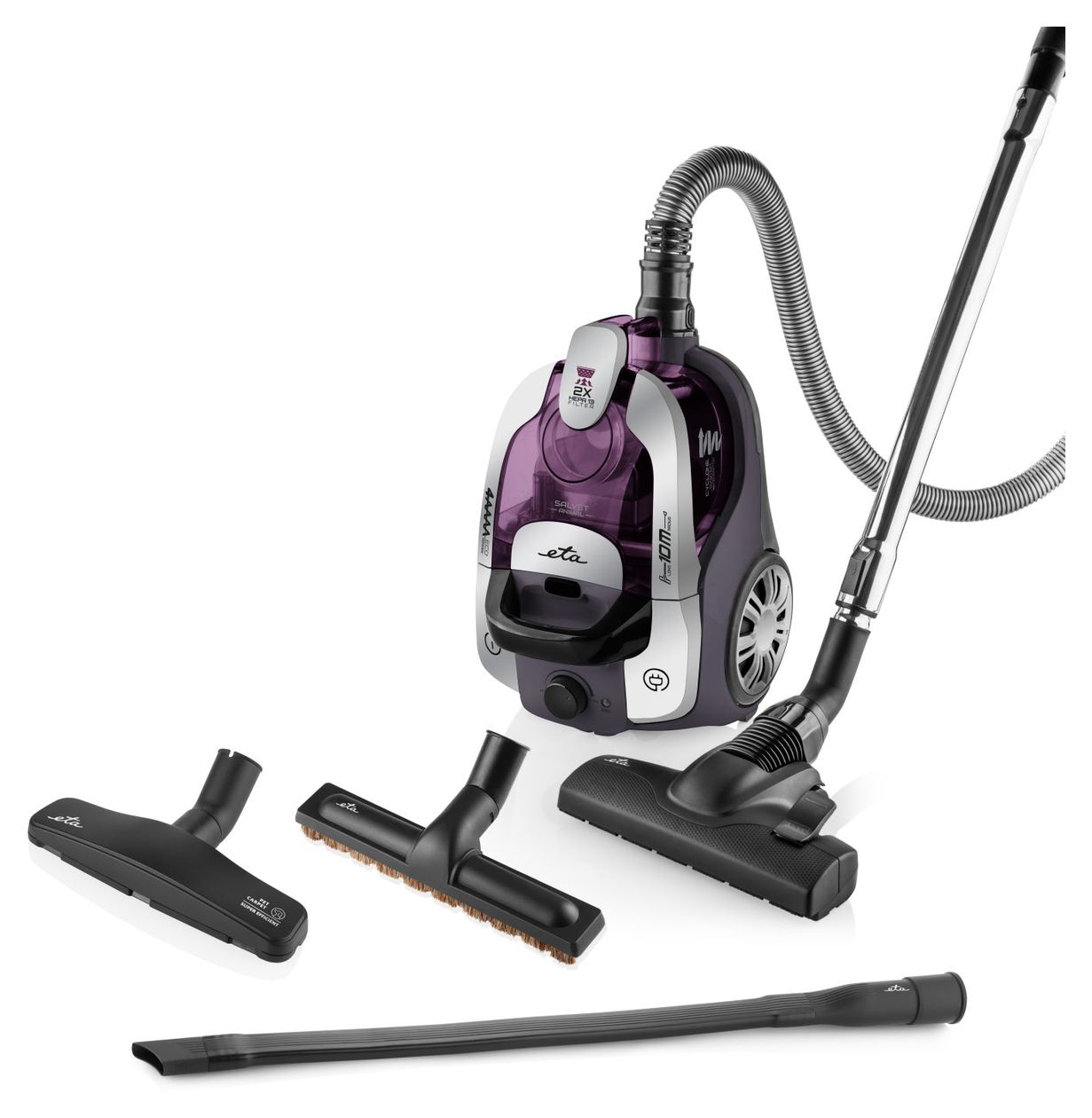 Salvet Animal Bodenstaubsauger Beutellos 700 W HEPA (Schwarz, Silber, Violett) 