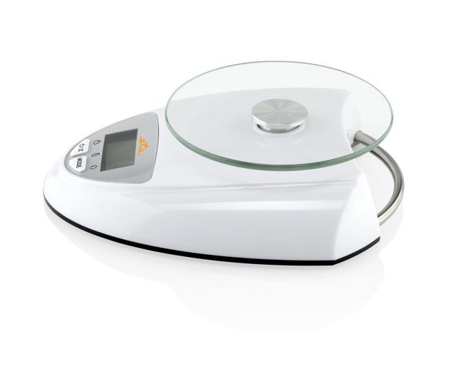 Zori Elektronische Küchenwaage bis 5 kg Genauigkeit 1 g  (Silber, Weiß) 