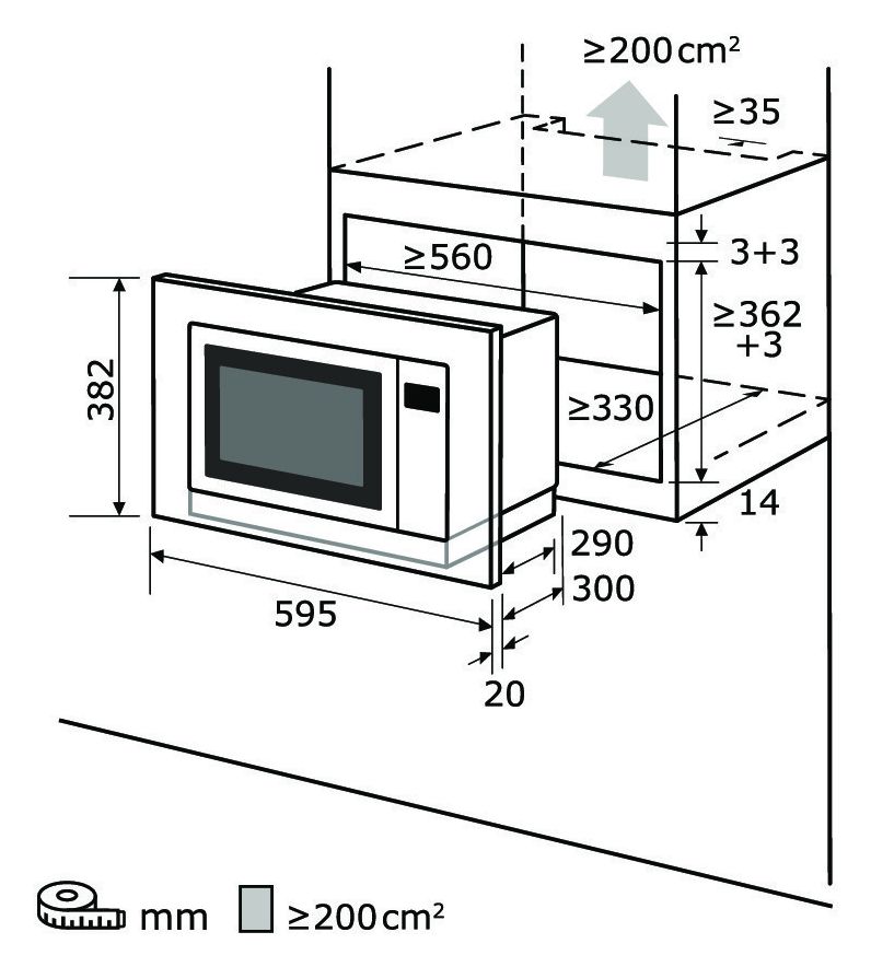 EMW1770-G-D-030 Einbau-Mikrowelle 1000 W Größe: klein 5 Stufen Grill (Schwarz) 