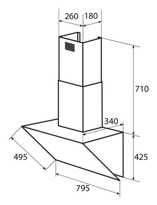 KFD807-2L Dunstabzugshaube/Esse Wand 80 cm (Schwarz) 