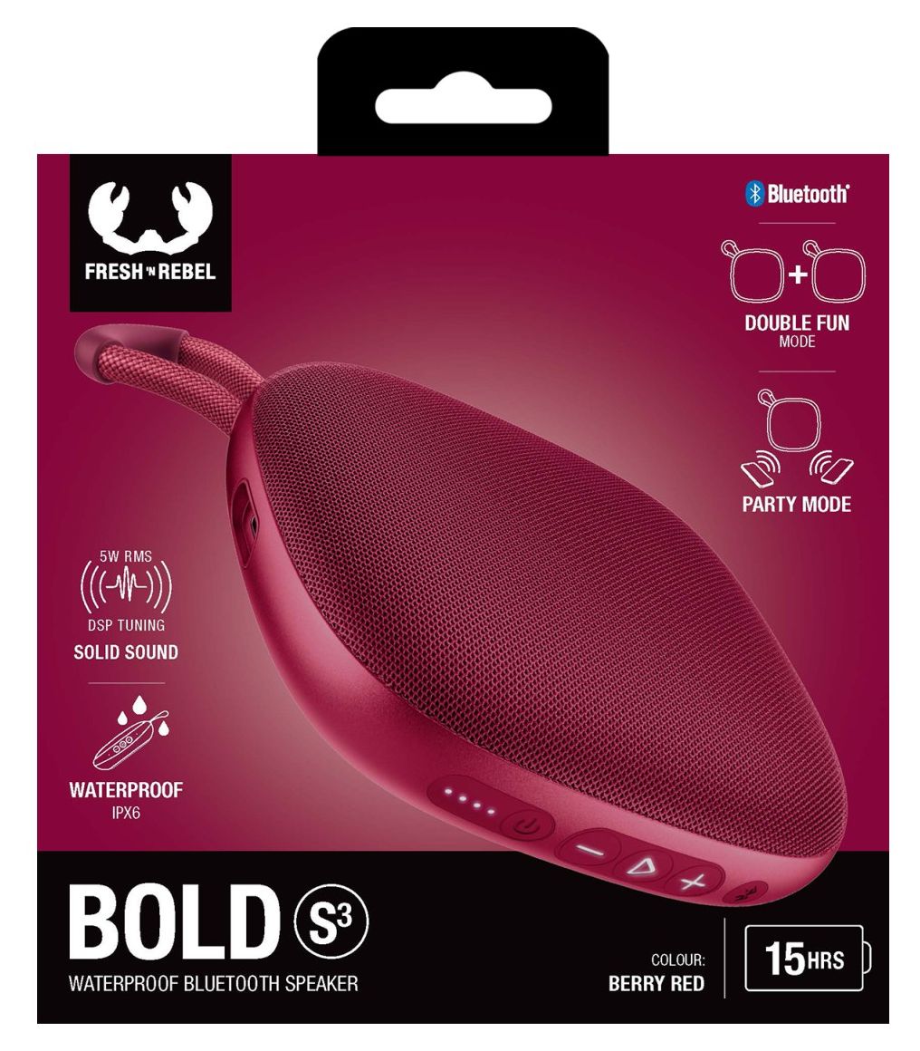 Bold S3 5 W Bluetooth Lautsprecher IPX6 Laufzeit bis 15 h  (Rot) 
