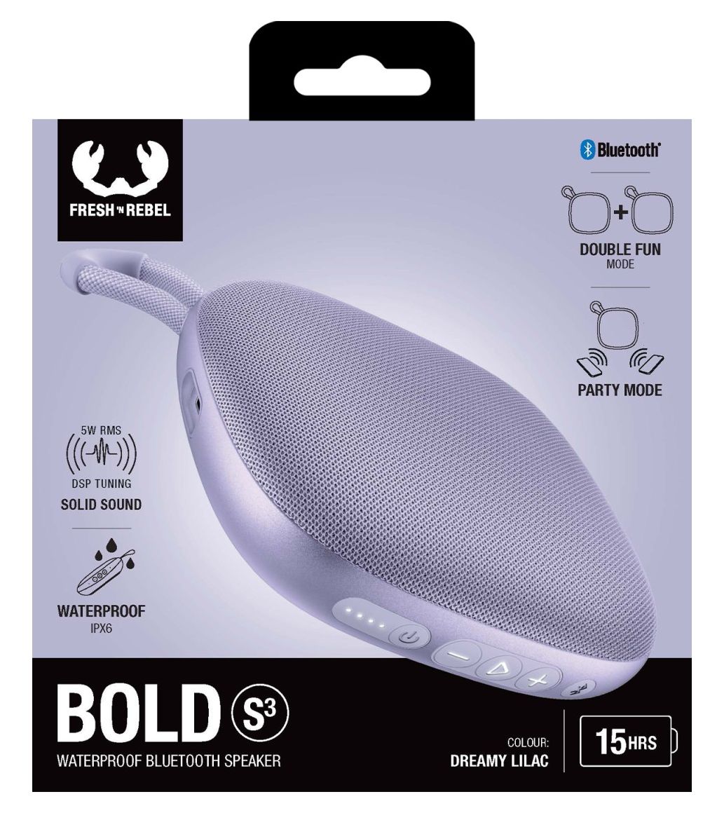 Bold S3 5 W Bluetooth Lautsprecher IPX6 Laufzeit bis 15 h  (Lila) 