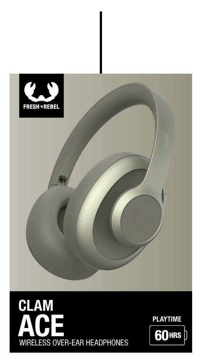 Clam Ace Over Ear Bluetooth Kopfhörer kabellos 60 h Laufzeit USB Typ-C  (Grün) 
