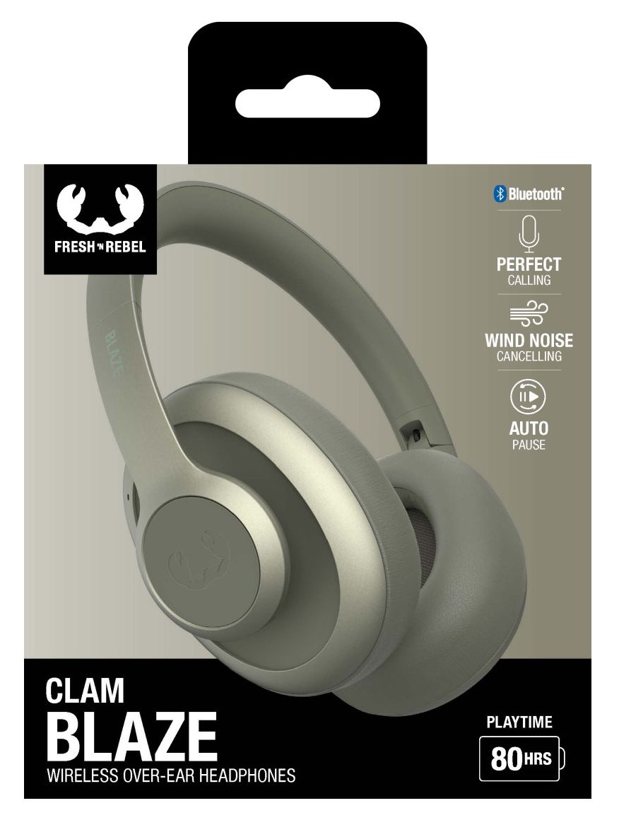 Clam Blaze Over Ear Bluetooth Kopfhörer kabellos 80 h Laufzeit USB Typ-C  (Grün) 