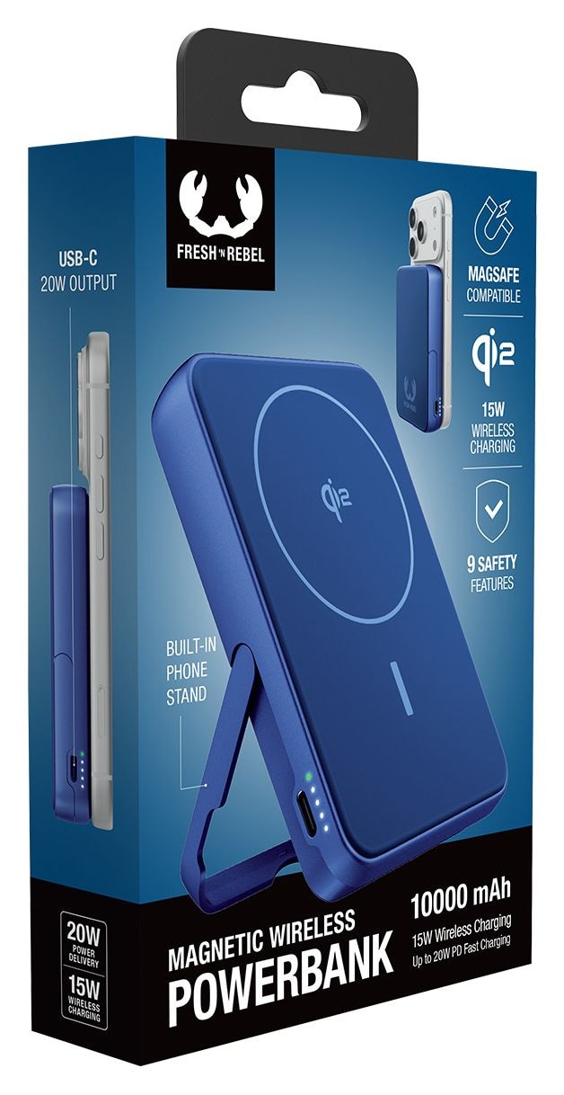 Magnetic Wireless 10000 mAh Powerbank USB Typ-C Kabelloses Laden  (True Blue) 
